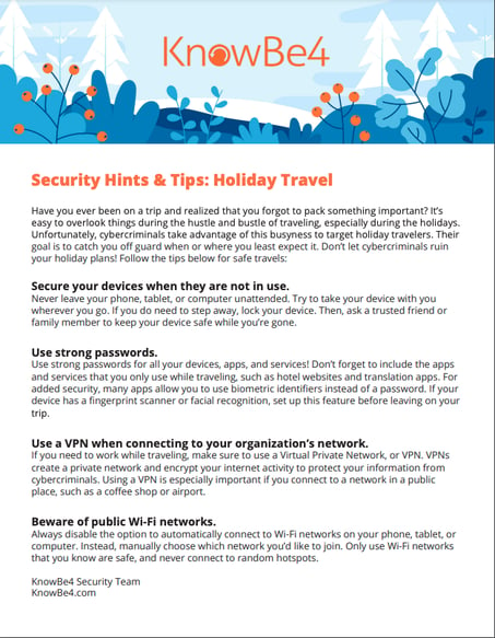 Security Hints & Tips: Holiday Travel