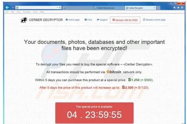 Cerber Ransomware Note
