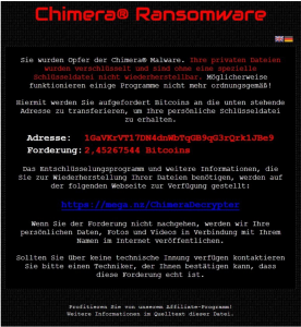 Chimera Ransomware Screenshot