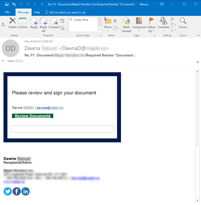 File Phishing Email