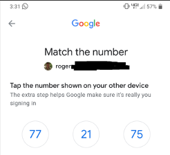 Google Number Match MFA