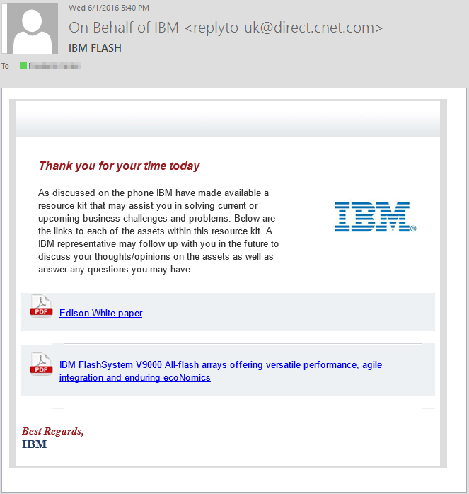 IBM Phishing Email
