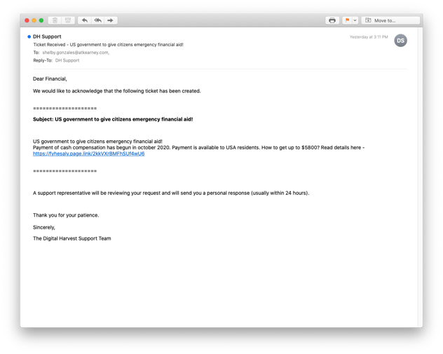 Email Example Phishing