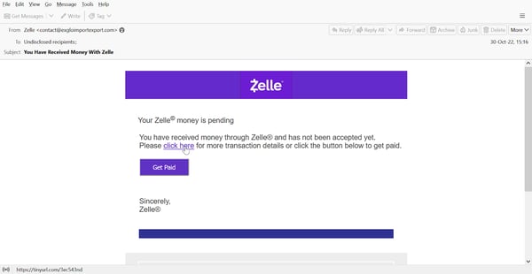 Zelle-themed impersonation scam