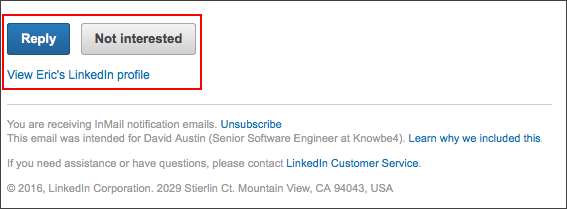 LinkedIn Phishing Example