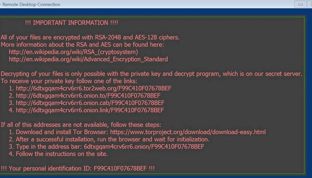 Locky Ransomware Message