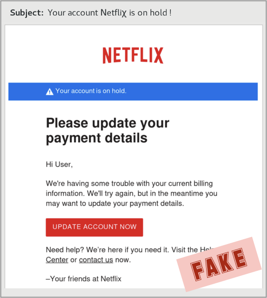 Netflix phishing email