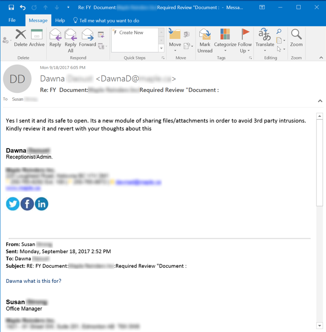 Phishing Response Email