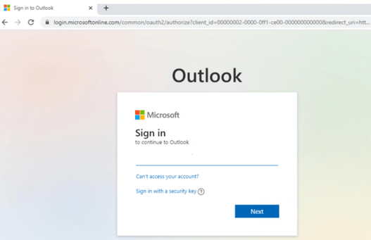 microsoft outlook sso example phishing email