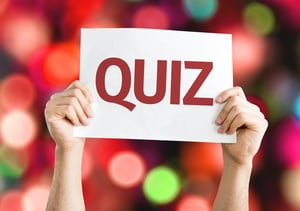 Quiz card with colorful background with defocused lights