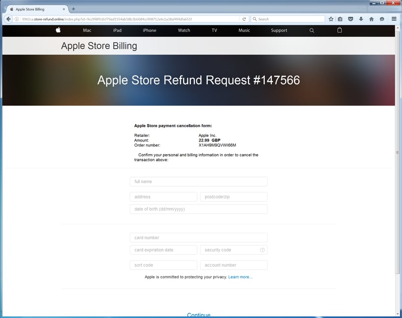 Apple Store Refund Request Scam 