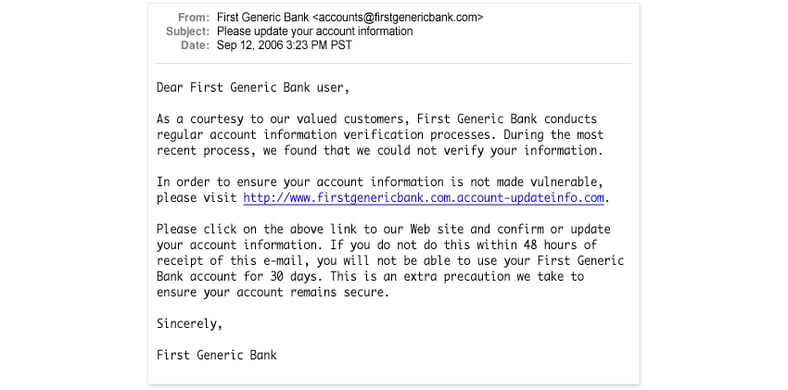 Example Phishing Message