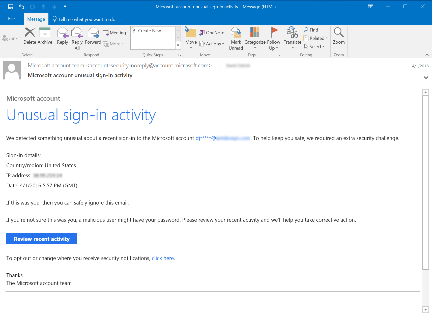 unusual sign in activity microsoft gmail