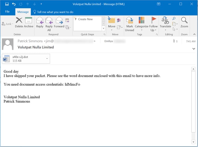 Cerber Ransomware Phishing Email