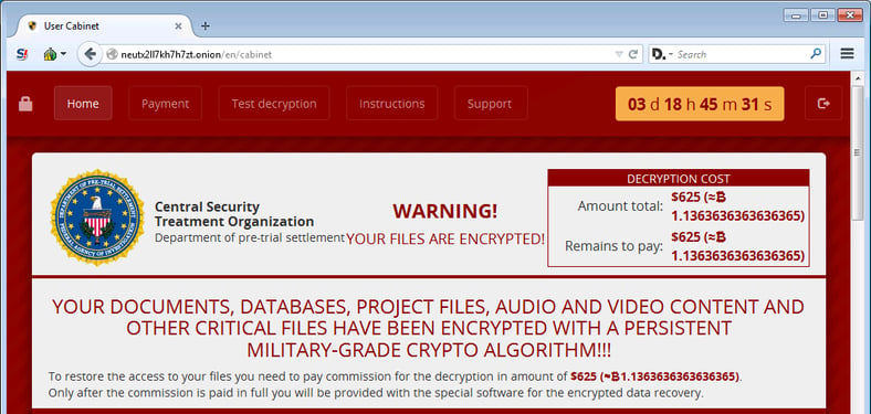 Cry Ransomware Payment Site Header