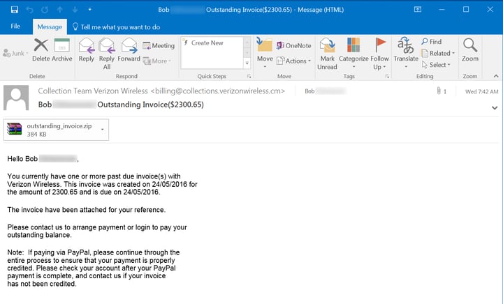Spear Phishing Email Screenshot