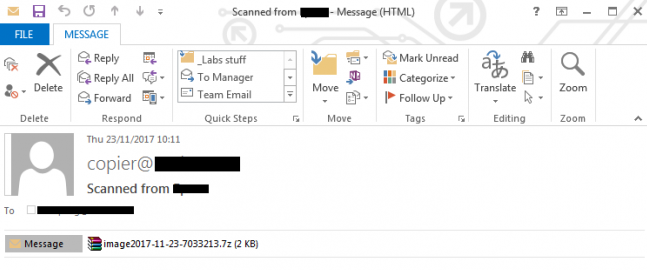 Scarab Ransomware Phishing Email