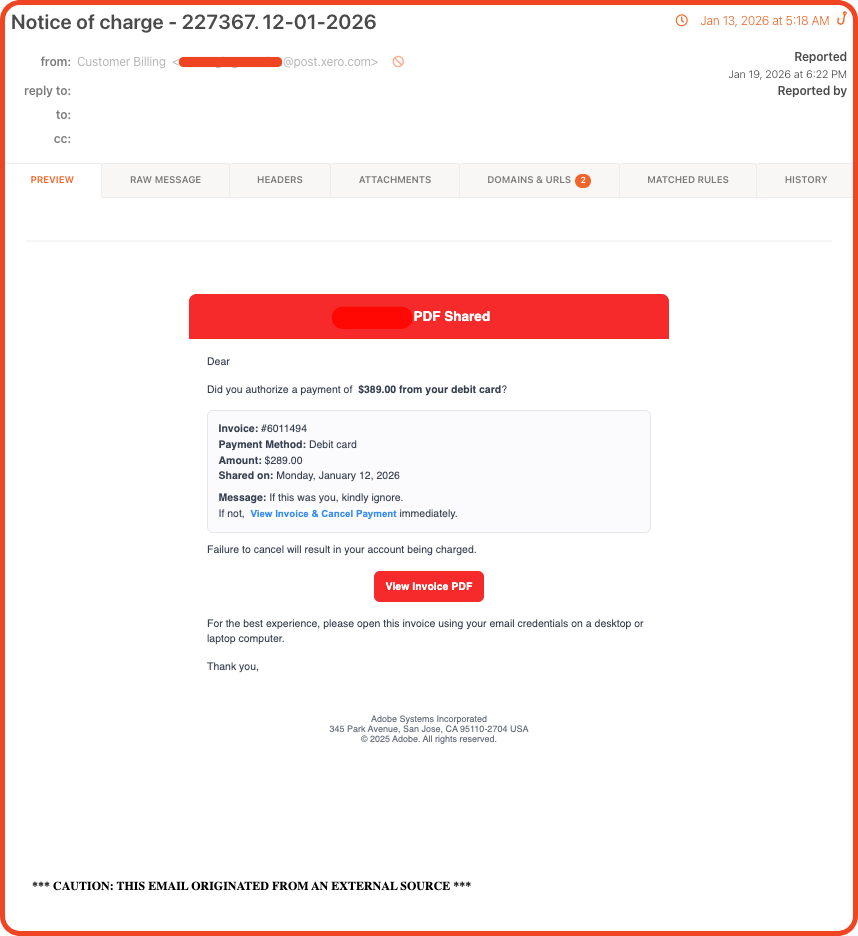 real-world example of a phishing lure