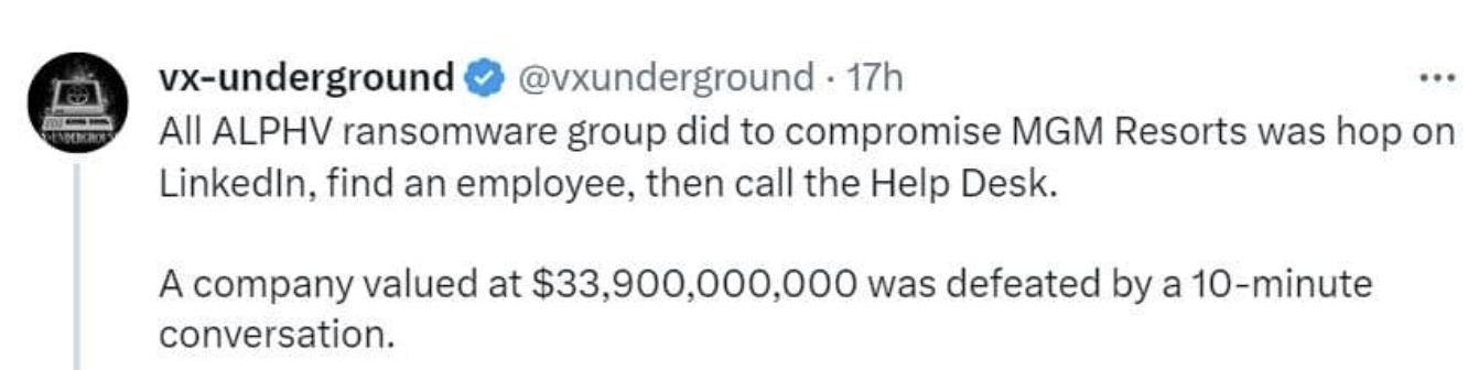 MGM Suffers Ransomware Attack that Started with a Simple Helpdesk Call