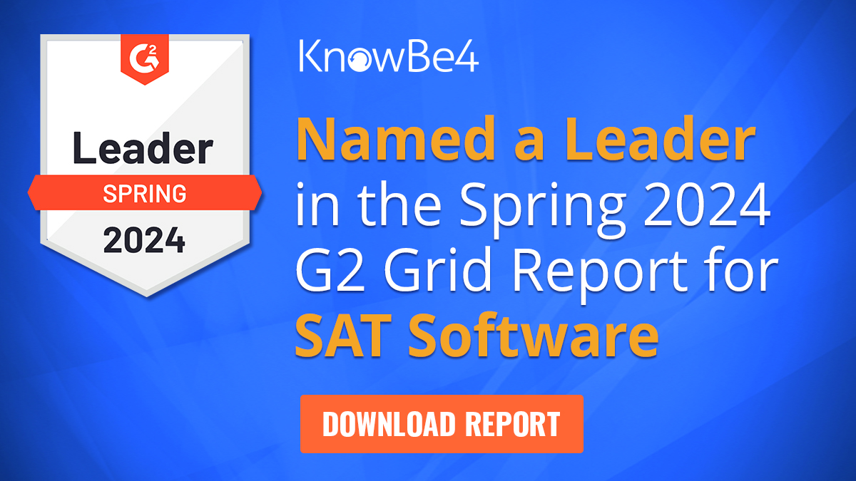KnowBe4 Named a Leader in the Spring 2024 G2 Grid Report for Security Awareness Training