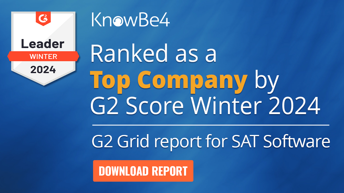 KnowBe4 Named a Leader in the Winter 2024 G2 Grid Report for Security Awareness Training
