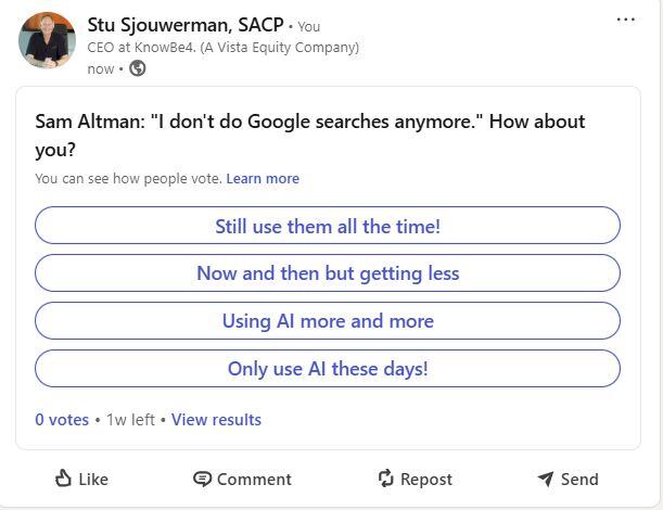 [POLL] Sam Altman: "I don't do Google searches anymore." How about you?