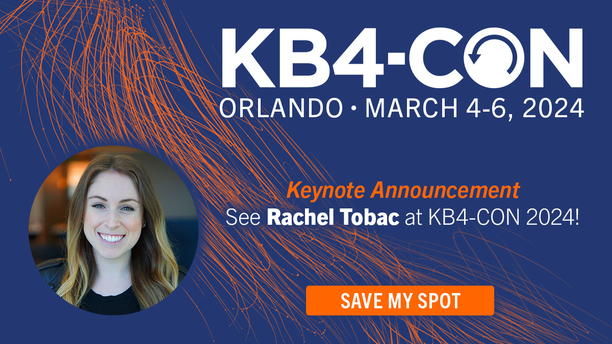 [Keynote Announcement] See Rachel Tobac at KB4-CON 2024!