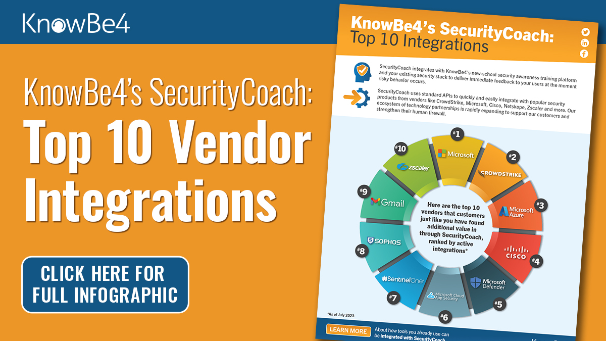 [INFOGRAPHIC] KnowBe4’s SecurityCoach: Top 10 Integrations