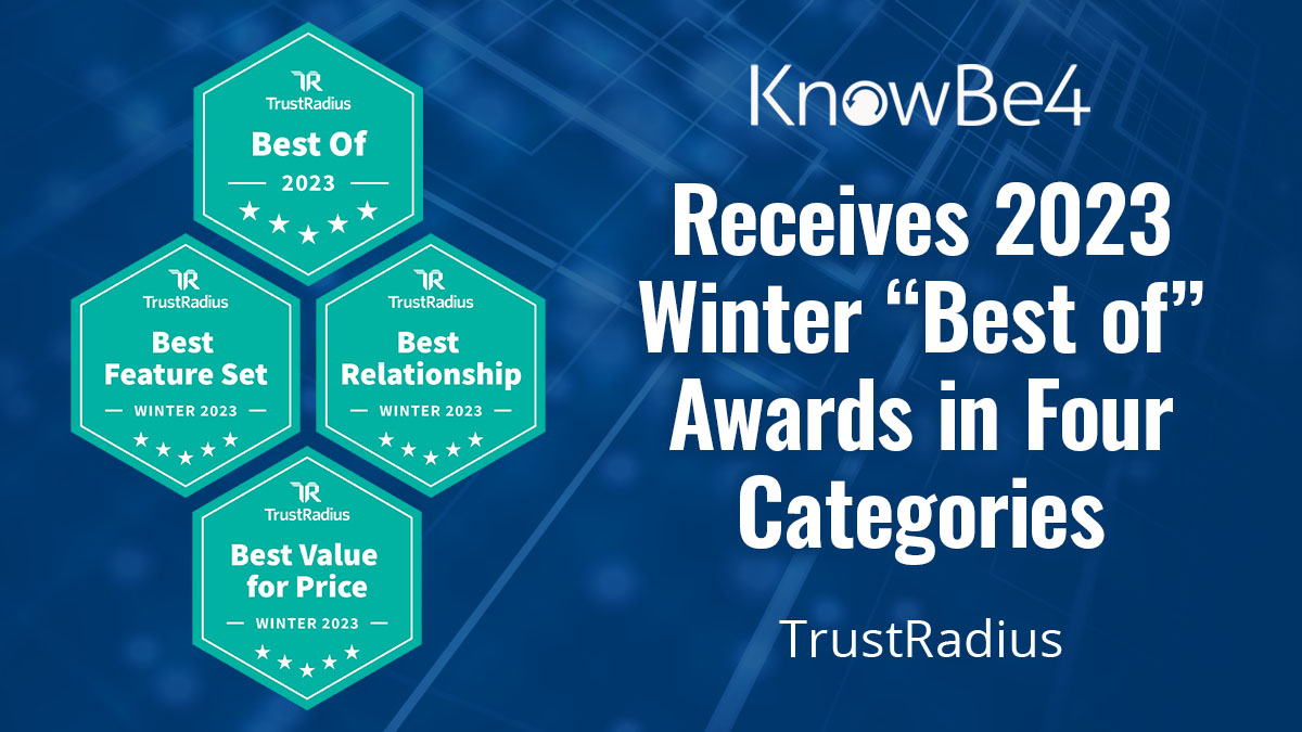 KnowBe4 gewinnt Winter 2023 „Better of“-Auszeichnungen von TrustRadius in mehreren Kategorien