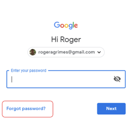 Intentional failed login attempt to the victim's gmail account